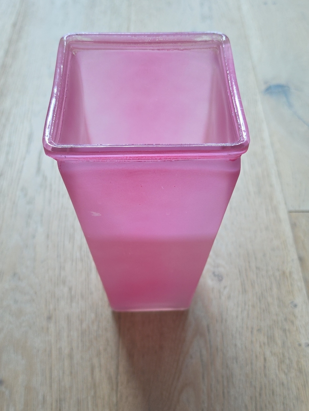 Pink Frosted Square Glass Vase